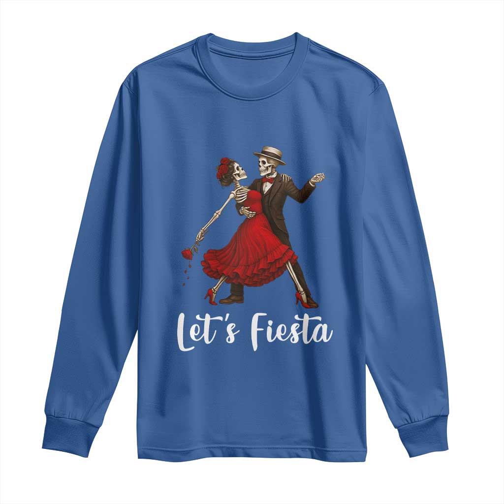 Skeleton Mexican Christmas Long Sleeve Shirt Let us Fiesta TS14 Royal Blue Print Your Wear