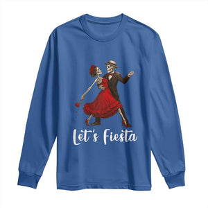 Skeleton Mexican Christmas Long Sleeve Shirt Let us Fiesta TS14 Royal Blue Print Your Wear