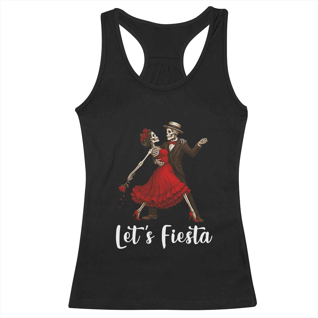 Skeleton Mexican Christmas Racerback Tank Top Let us Fiesta TS14 Black Print Your Wear