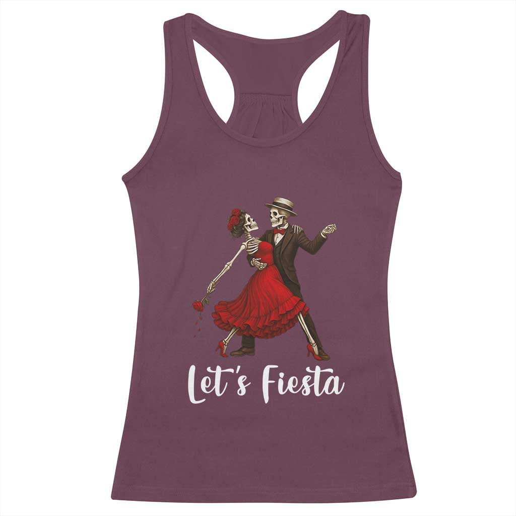 Skeleton Mexican Christmas Racerback Tank Top Let us Fiesta TS14 Maroon Print Your Wear
