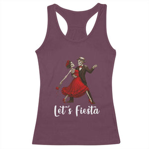 Skeleton Mexican Christmas Racerback Tank Top Let us Fiesta TS14 Maroon Print Your Wear