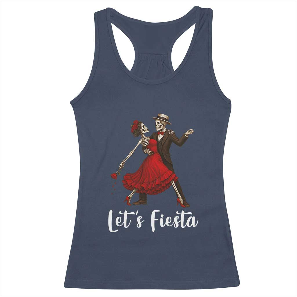 Skeleton Mexican Christmas Racerback Tank Top Let us Fiesta TS14 Navy Print Your Wear