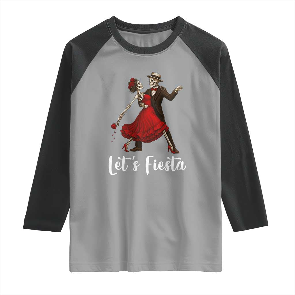 Skeleton Mexican Christmas Raglan Shirt Let us Fiesta TS14 Sport Gray Black Print Your Wear