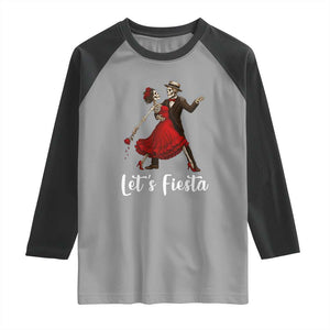 Skeleton Mexican Christmas Raglan Shirt Let us Fiesta TS14 Sport Gray Black Print Your Wear
