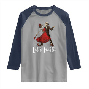 Skeleton Mexican Christmas Raglan Shirt Let us Fiesta TS14 Sport Gray Navy Print Your Wear