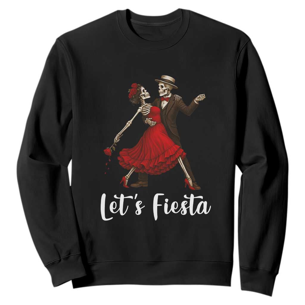 Skeleton Mexican Christmas Sweatshirt Let us Fiesta TS14 Black Print Your Wear