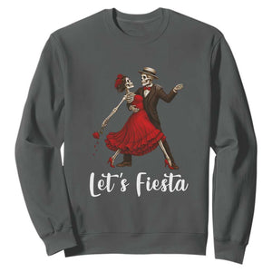 Skeleton Mexican Christmas Sweatshirt Let us Fiesta TS14 Dark Heather Print Your Wear
