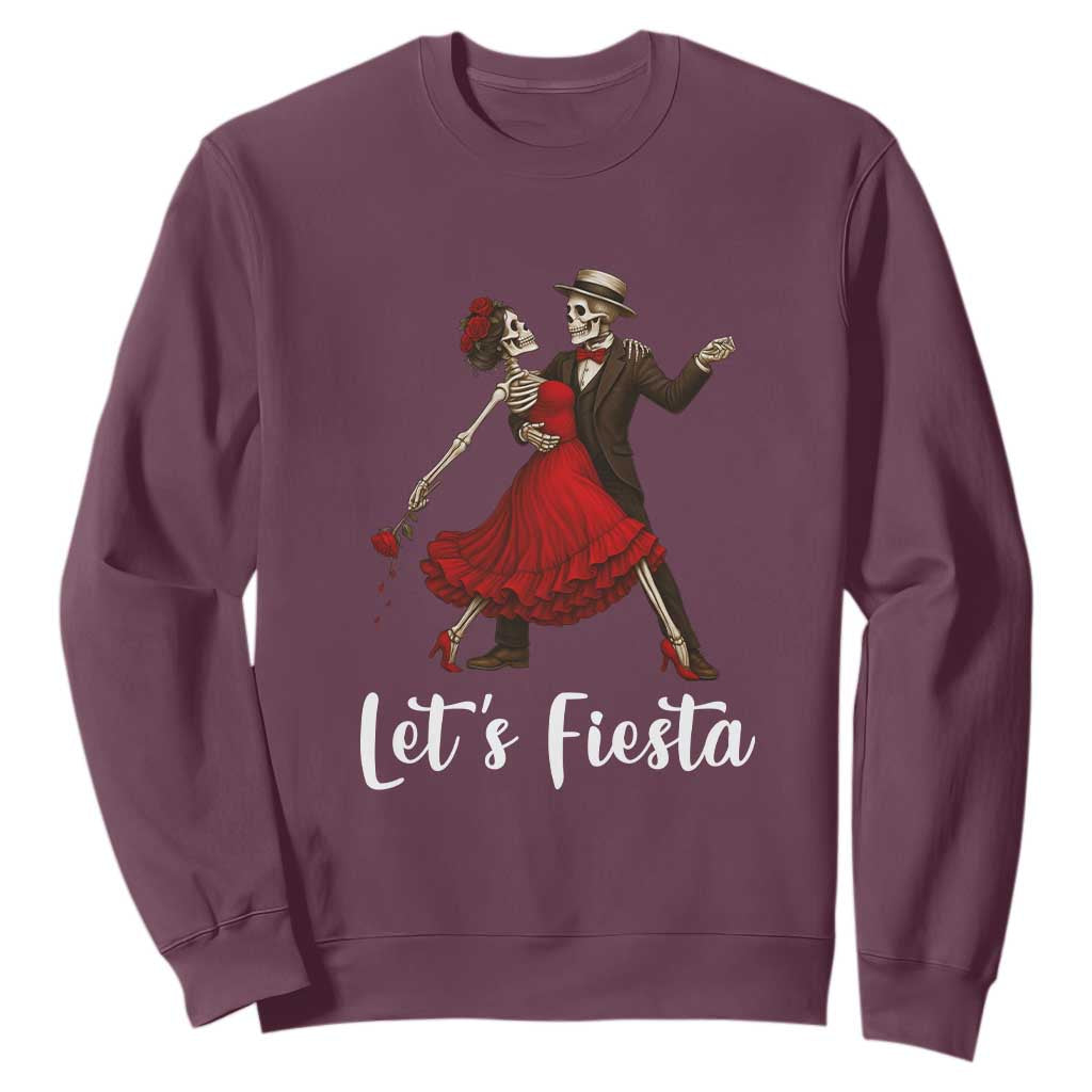 Skeleton Mexican Christmas Sweatshirt Let us Fiesta TS14 Maroon Print Your Wear