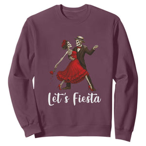 Skeleton Mexican Christmas Sweatshirt Let us Fiesta TS14 Maroon Print Your Wear
