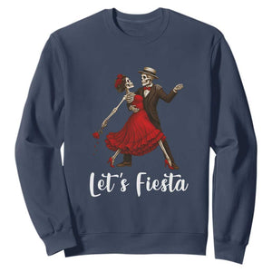 Skeleton Mexican Christmas Sweatshirt Let us Fiesta TS14 Navy Print Your Wear
