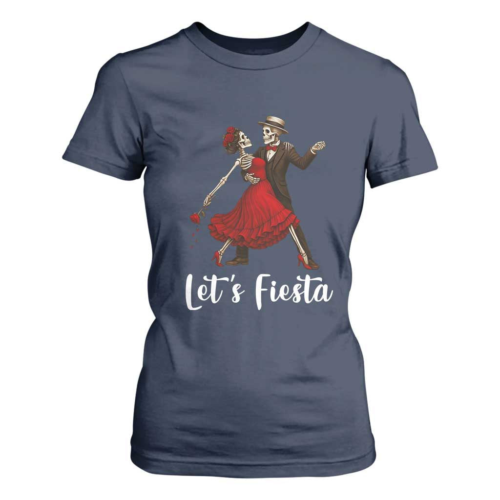 Skeleton Mexican Christmas T Shirt For Women Let us Fiesta TS14 Navy Print Your Wear