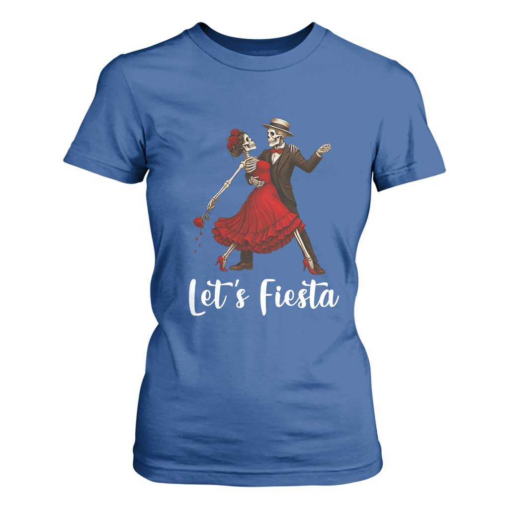 Skeleton Mexican Christmas T Shirt For Women Let us Fiesta TS14 Royal Blue Print Your Wear