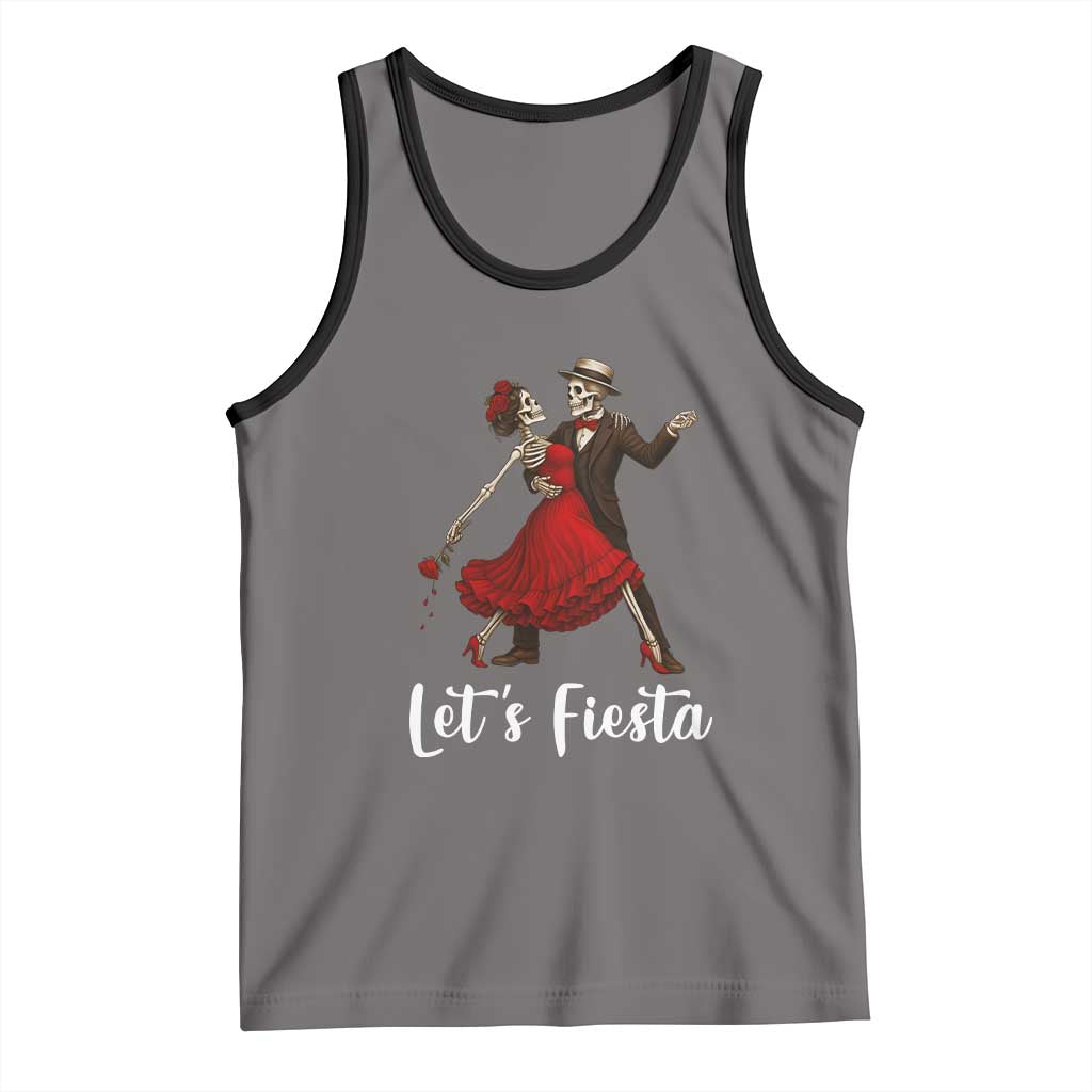 Skeleton Mexican Christmas Tank Top Let us Fiesta TS14 Deep Heather Black Print Your Wear