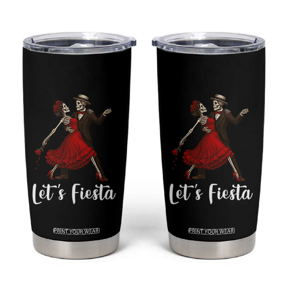 Skeleton Mexican Christmas Tumbler Cup Let us Fiesta TS14 Black Print Your Wear