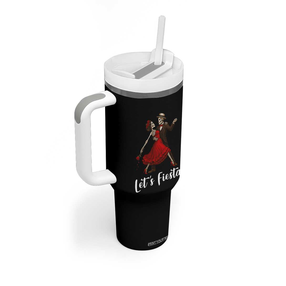 Skeleton Mexican Christmas Tumbler With Handle Let us Fiesta TS14 Print Your Wear