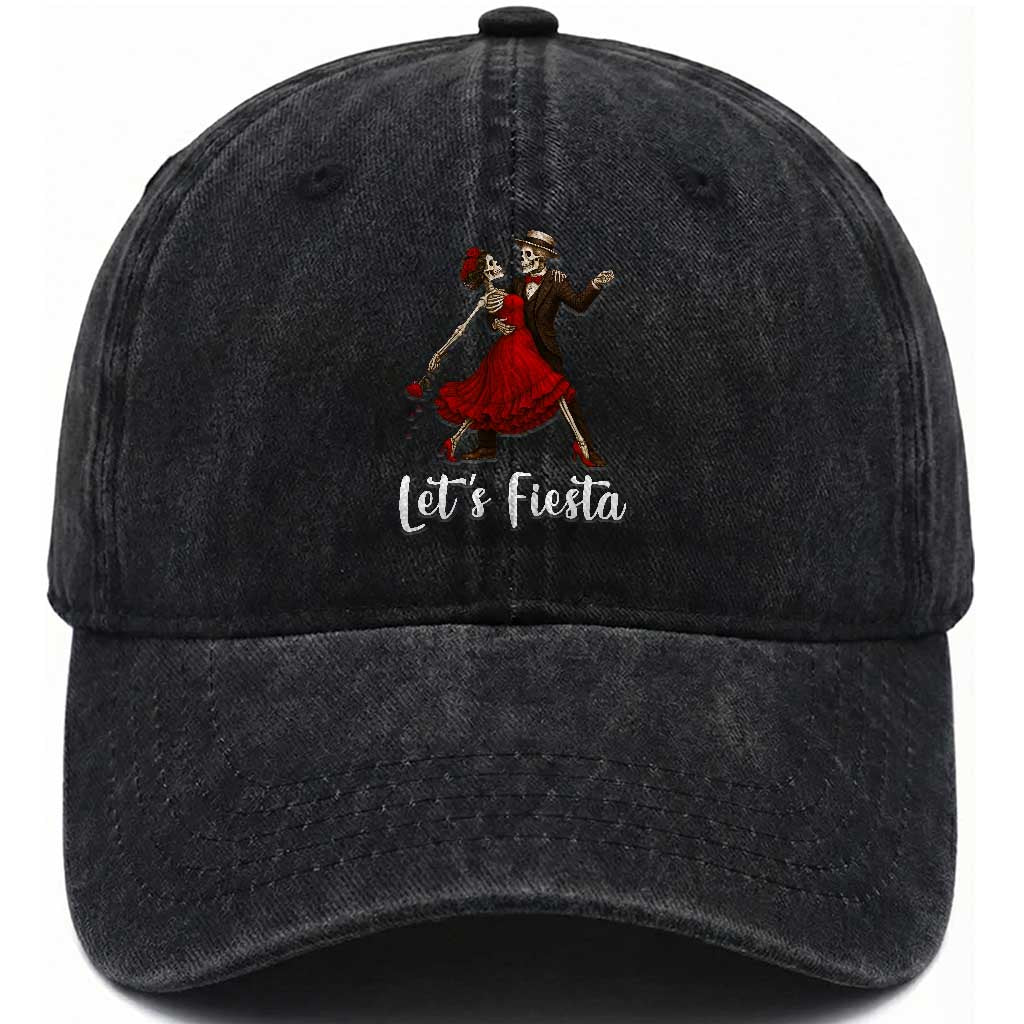Skeleton Mexican Christmas Washed Cotton Baseball Cap Let us Fiesta TS14 Washed Cap Universal Fit Black Print Your Wear