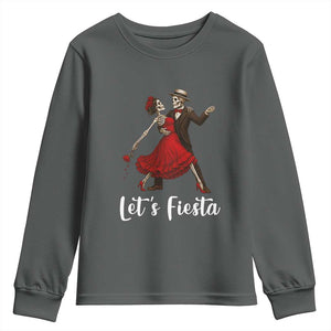 Skeleton Mexican Christmas Youth Sweatshirt Let us Fiesta TS14 Dark Heather Print Your Wear