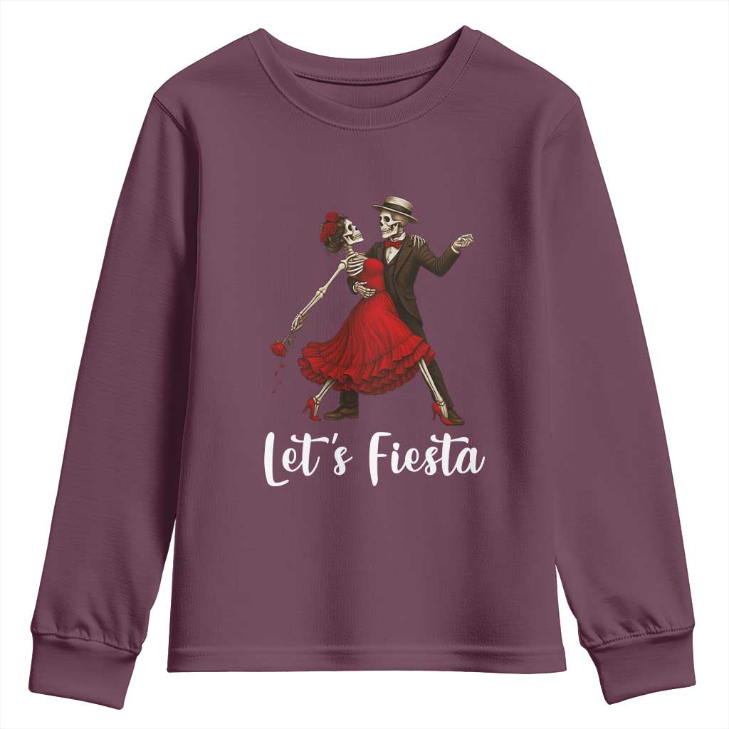 Skeleton Mexican Christmas Youth Sweatshirt Let us Fiesta TS14 Maroon Print Your Wear