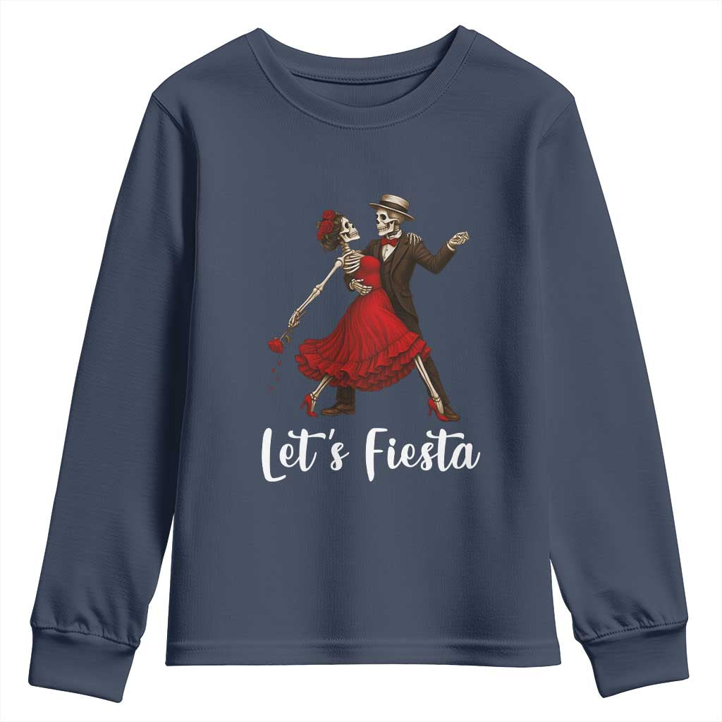 Skeleton Mexican Christmas Youth Sweatshirt Let us Fiesta TS14 Navy Print Your Wear