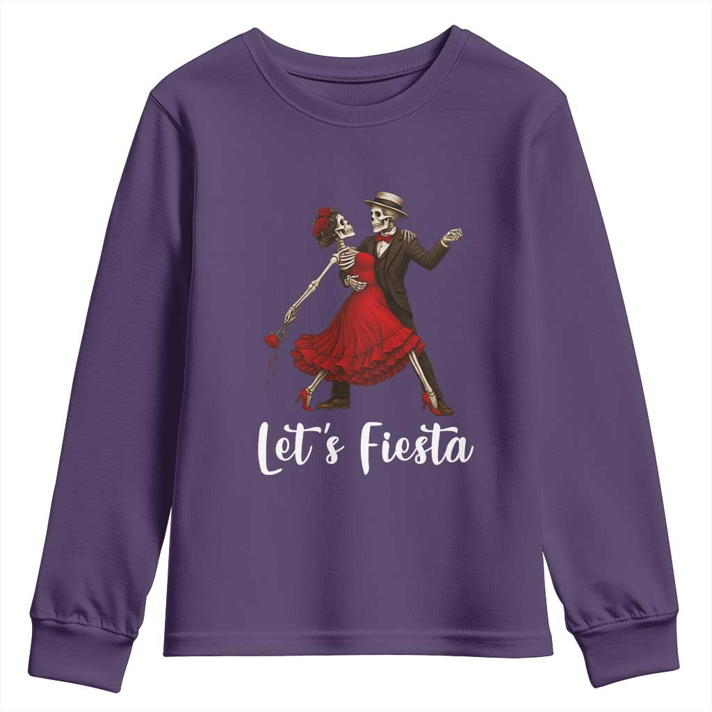 Skeleton Mexican Christmas Youth Sweatshirt Let us Fiesta TS14 Purple Print Your Wear