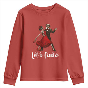 Skeleton Mexican Christmas Youth Sweatshirt Let us Fiesta TS14 Red Print Your Wear