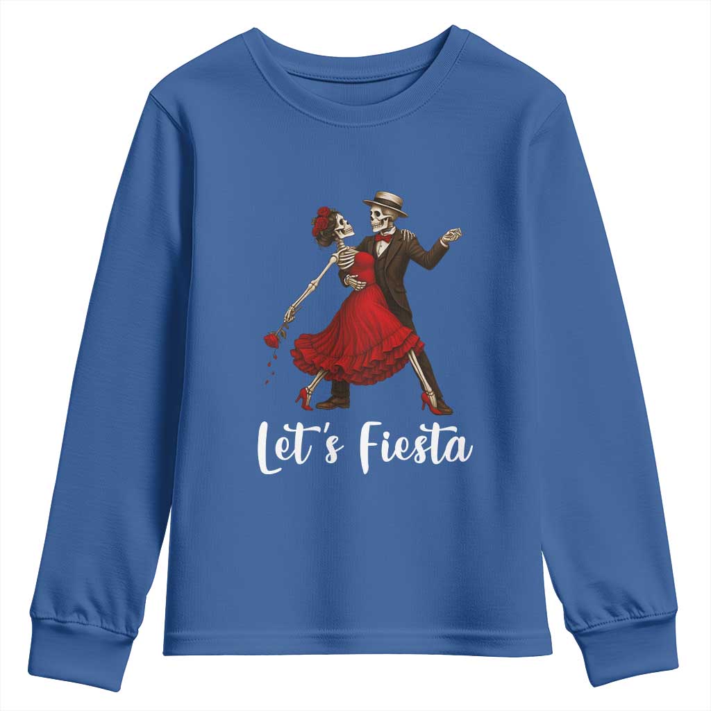 Skeleton Mexican Christmas Youth Sweatshirt Let us Fiesta TS14 Royal Blue Print Your Wear