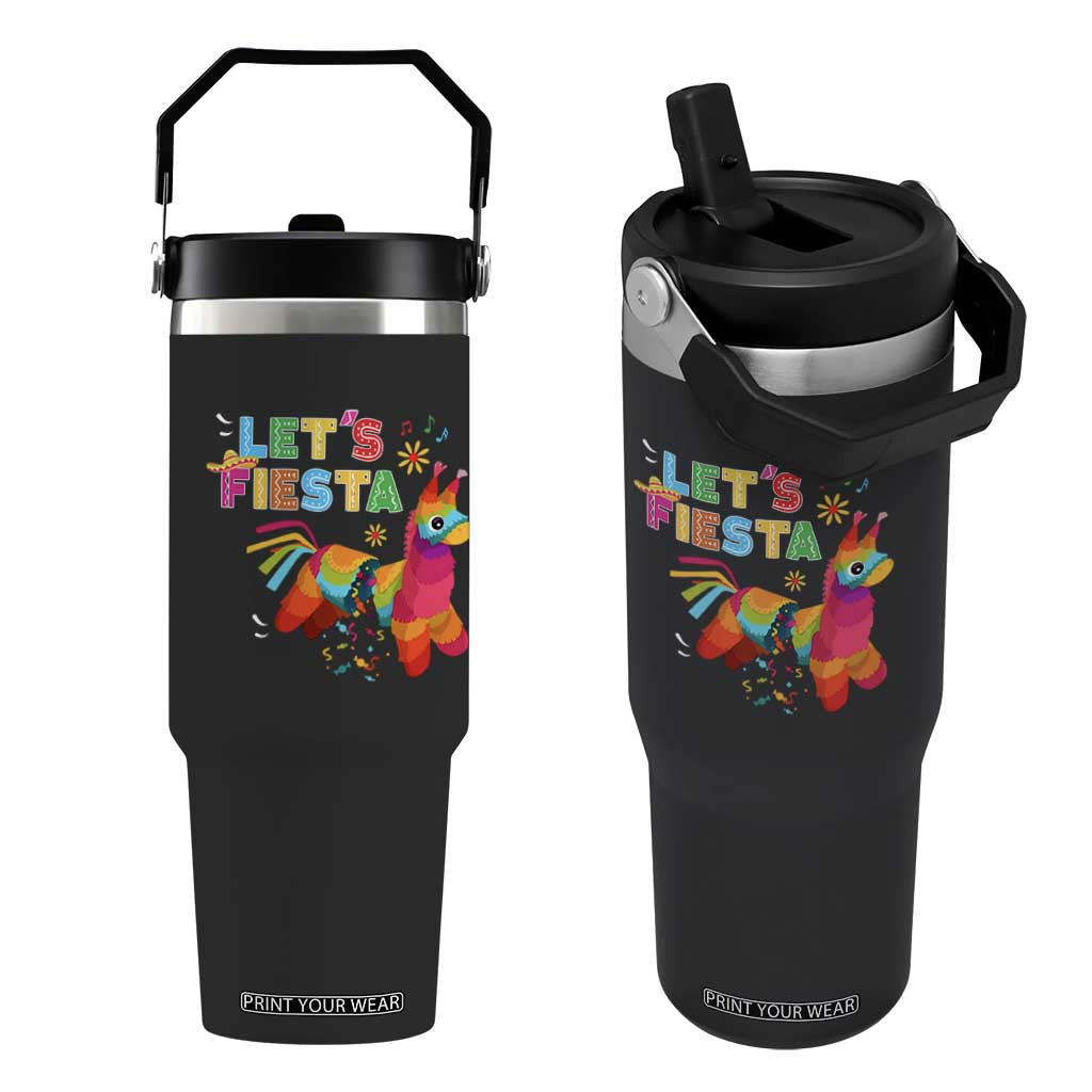 Funny Pinata Mexican Flip Straw Tumbler Let Us Fiesta TS14 One Size: 30 oz Black Print Your Wear