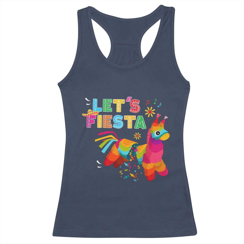 Funny Pinata Mexican Racerback Tank Top Let Us Fiesta TS14 Navy Print Your Wear
