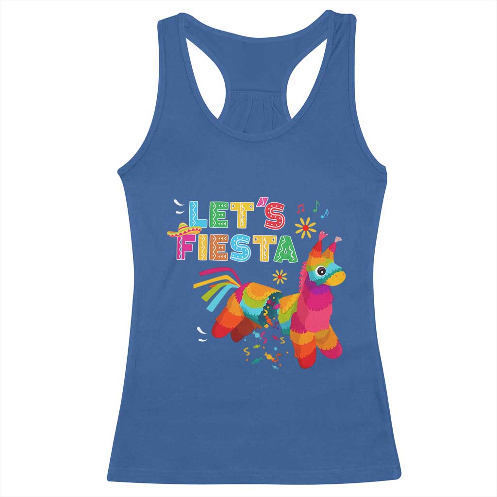 Funny Pinata Mexican Racerback Tank Top Let Us Fiesta TS14 Royal Blue Print Your Wear