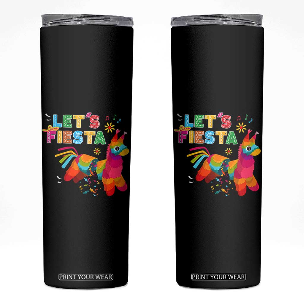 Funny Pinata Mexican Skinny Tumbler Let Us Fiesta TS14 Black Print Your Wear