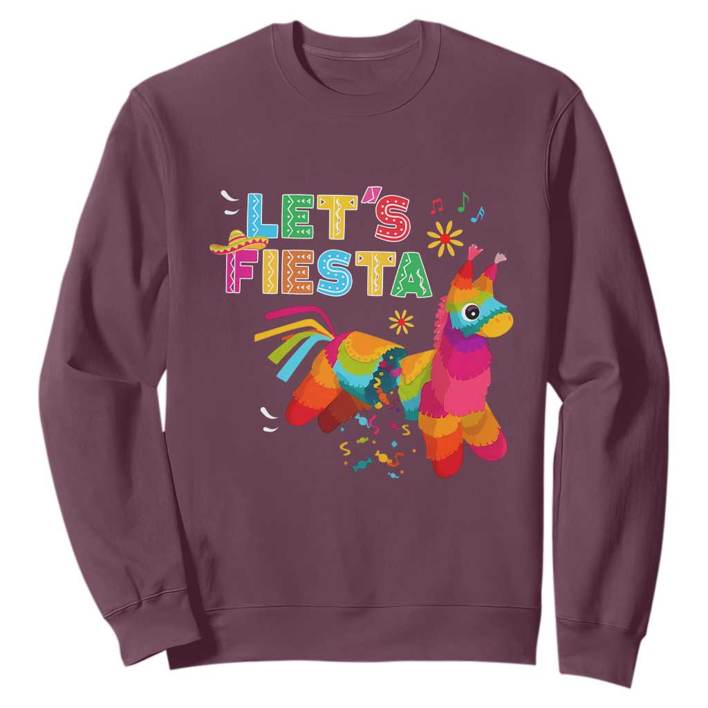 Funny Pinata Mexican Sweatshirt Let Us Fiesta TS14 Maroon Print Your Wear