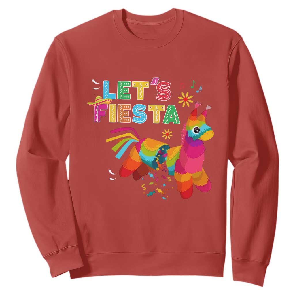 Funny Pinata Mexican Sweatshirt Let Us Fiesta TS14 Red Print Your Wear