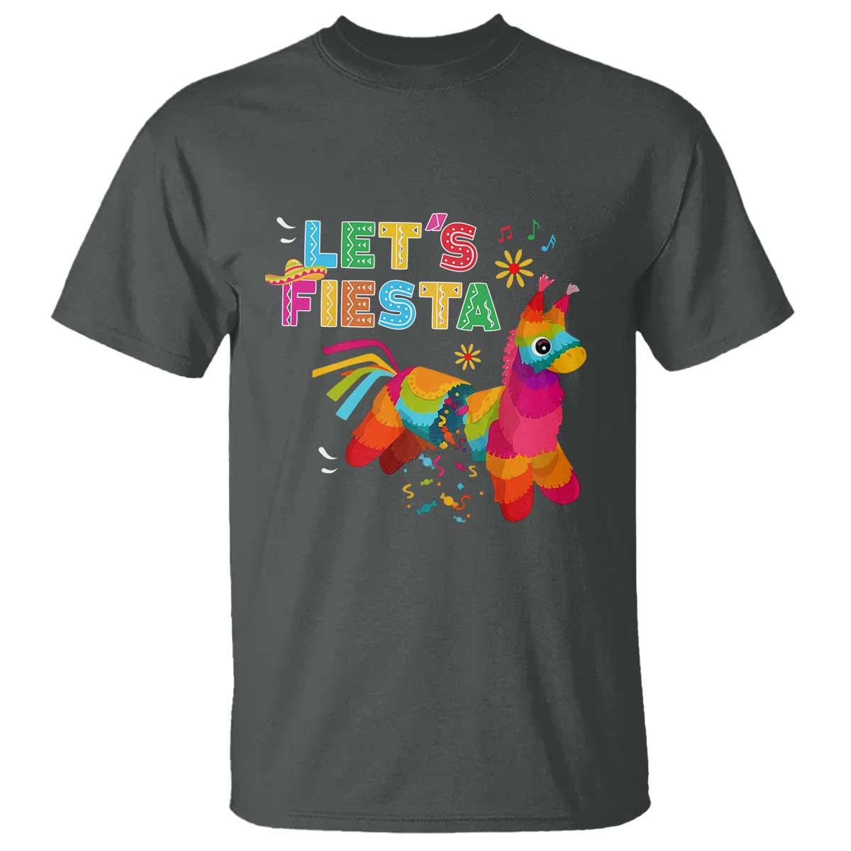 Funny Pinata Mexican T Shirt Let Us Fiesta TS14 Dark Heather Print Your Wear