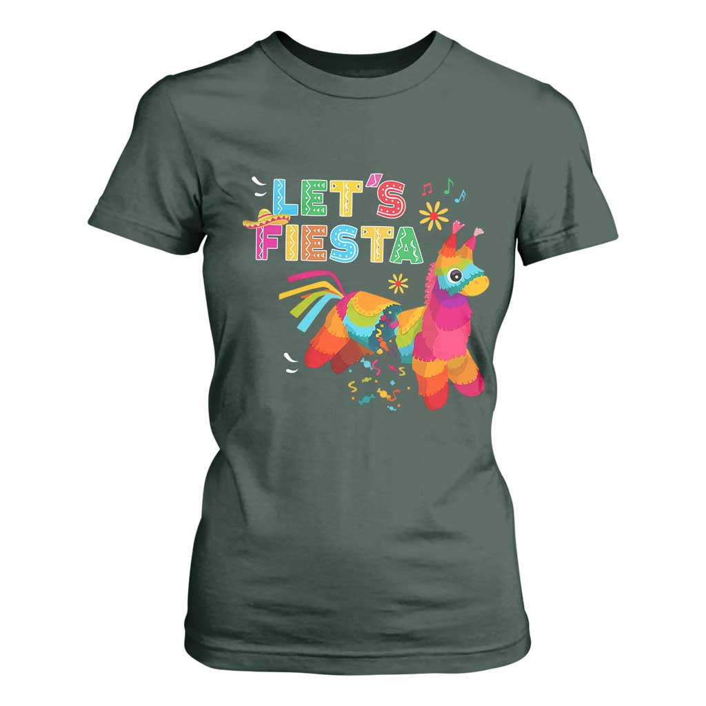Funny Pinata Mexican T Shirt For Women Let Us Fiesta TS14 Dark Forest Green Print Your Wear