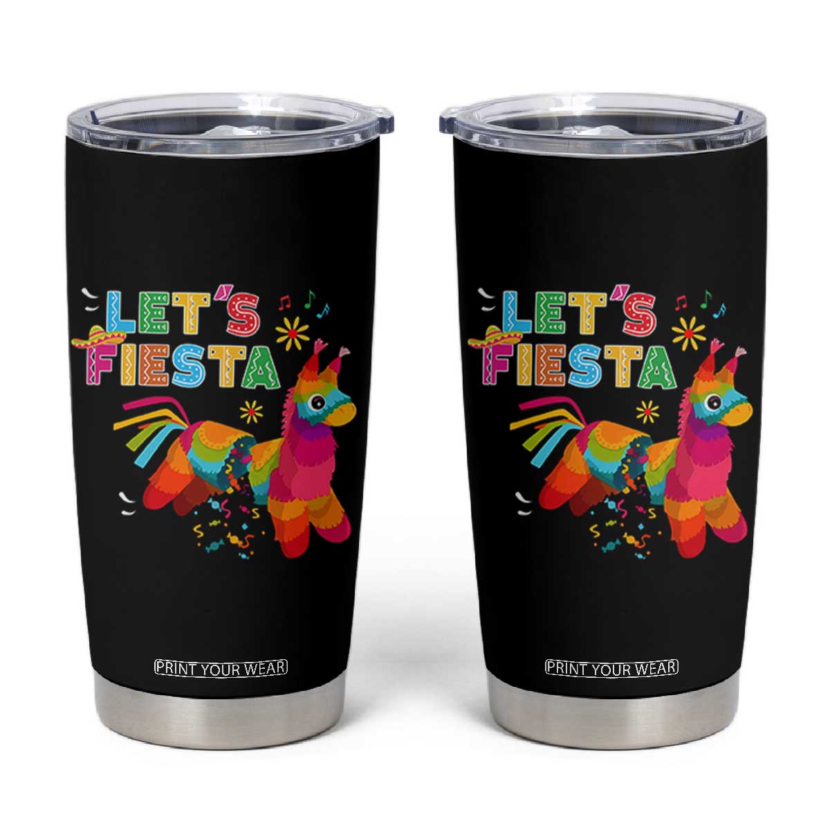 Funny Pinata Mexican Tumbler Cup Let Us Fiesta TS14 Black Print Your Wear
