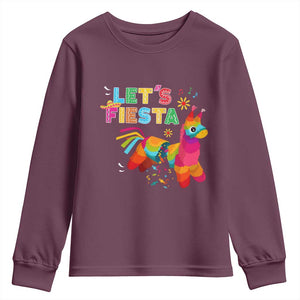 Funny Pinata Mexican Youth Sweatshirt Let Us Fiesta TS14 Maroon Print Your Wear