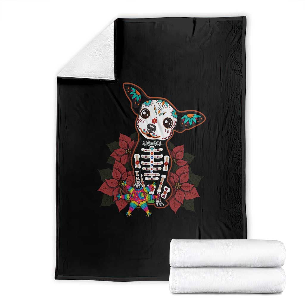 Calavera Chihuahua Throw Blanket Pinata Dia De Los Muertos Mexican TS14 Black Print Your Wear