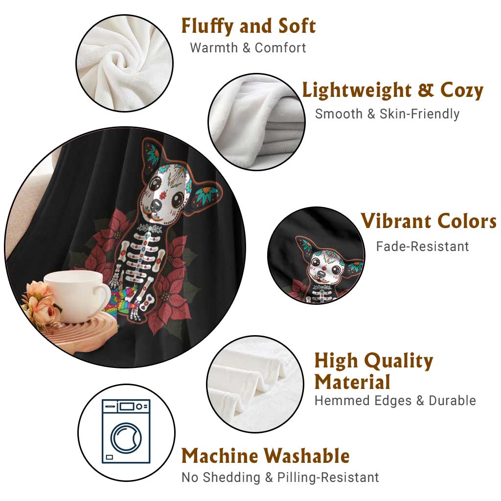 Calavera Chihuahua Throw Blanket Pinata Dia De Los Muertos Mexican TS14 Print Your Wear