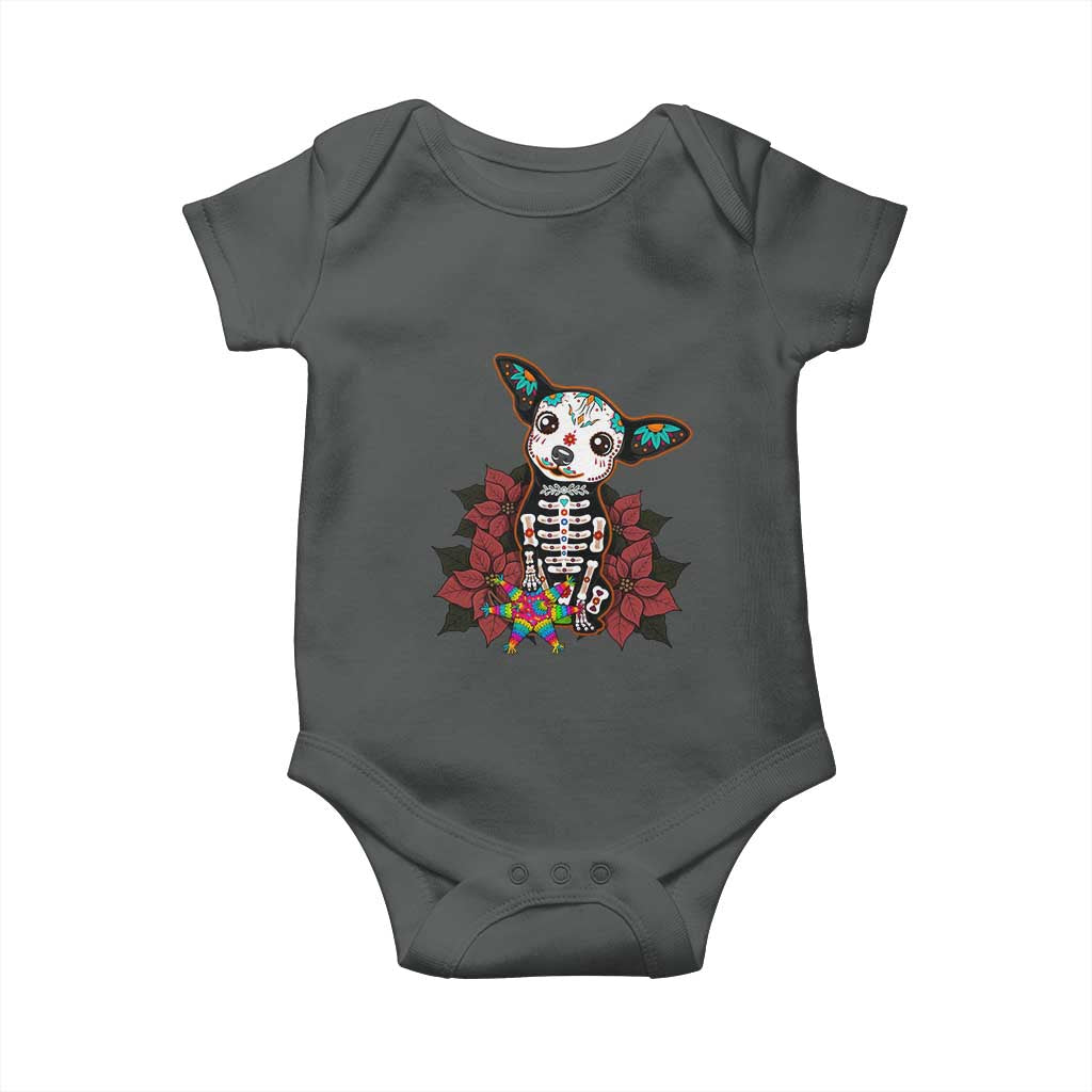Calavera Chihuahua Baby Onesie Pinata Dia De Los Muertos Mexican TS14 Dark Heather Print Your Wear