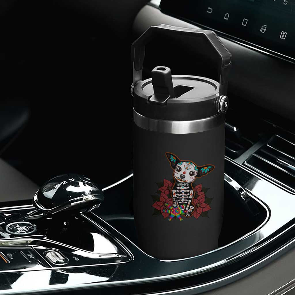 Calavera Chihuahua Flip Straw Tumbler Pinata Dia De Los Muertos Mexican TS14 Print Your Wear