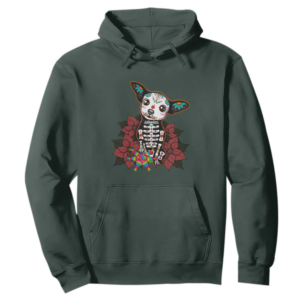 Calavera Chihuahua Hoodie Pinata Dia De Los Muertos Mexican TS14 Dark Forest Green Print Your Wear