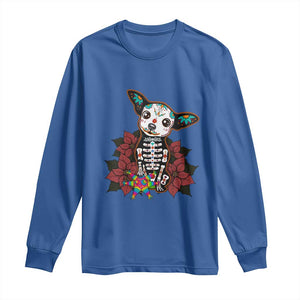 Calavera Chihuahua Long Sleeve Shirt Pinata Dia De Los Muertos Mexican TS14 Royal Blue Print Your Wear