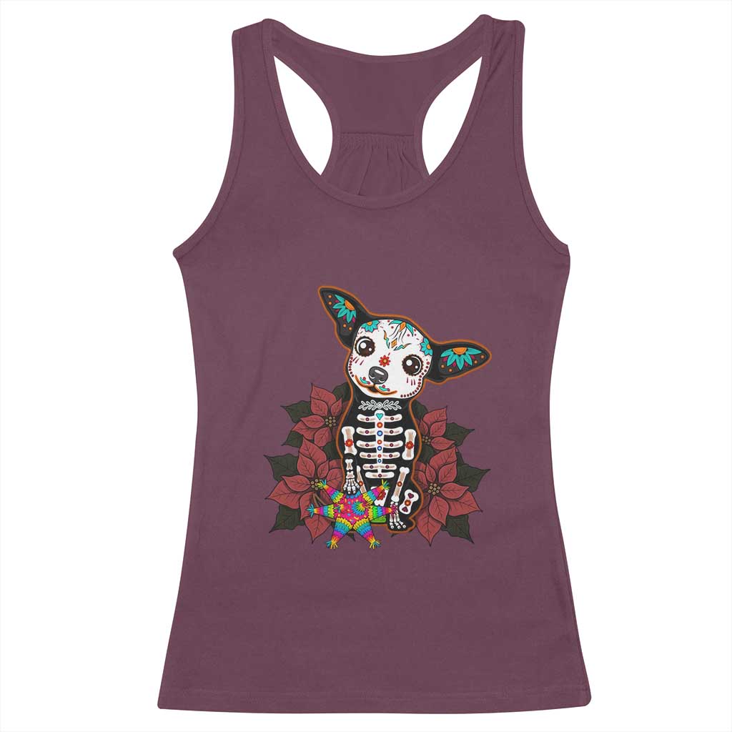 Calavera Chihuahua Racerback Tank Top Pinata Dia De Los Muertos Mexican TS14 Maroon Print Your Wear