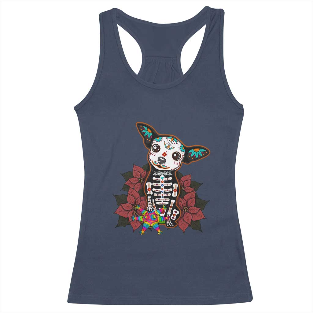 Calavera Chihuahua Racerback Tank Top Pinata Dia De Los Muertos Mexican TS14 Navy Print Your Wear