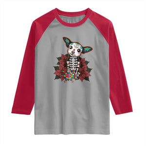 Calavera Chihuahua Raglan Shirt Pinata Dia De Los Muertos Mexican TS14 Sport Gray Red Print Your Wear