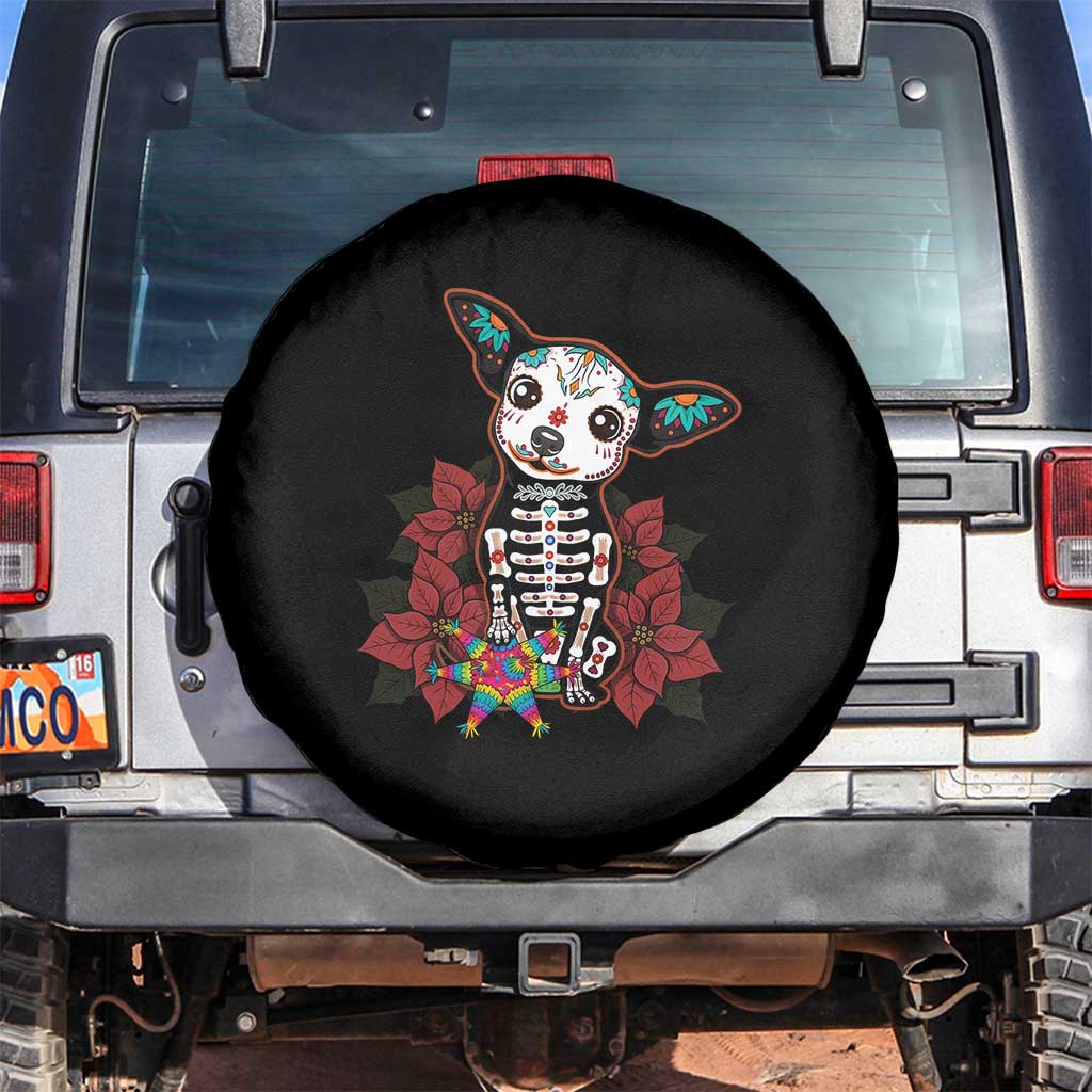 Calavera Chihuahua Spare Tire Cover Pinata Dia De Los Muertos Mexican TS14 No hole Black Print Your Wear