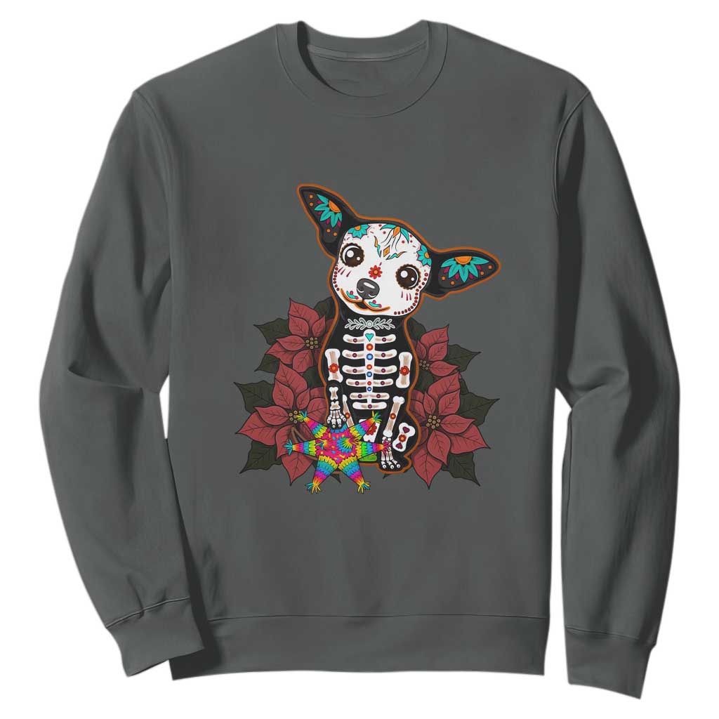 Calavera Chihuahua Sweatshirt Pinata Dia De Los Muertos Mexican TS14 Dark Heather Print Your Wear