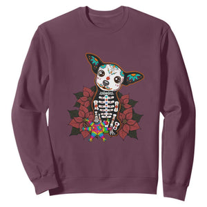 Calavera Chihuahua Sweatshirt Pinata Dia De Los Muertos Mexican TS14 Maroon Print Your Wear