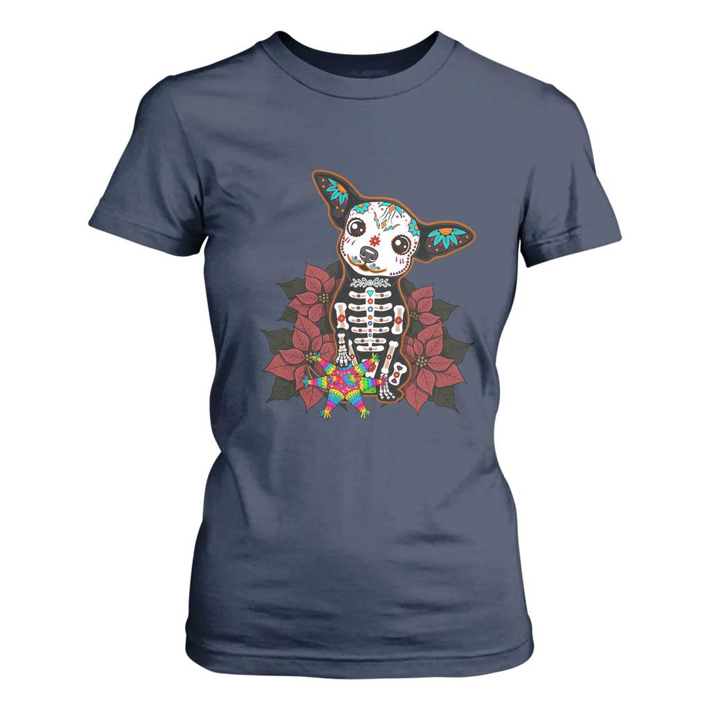 Calavera Chihuahua T Shirt For Women Pinata Dia De Los Muertos Mexican TS14 Navy Print Your Wear