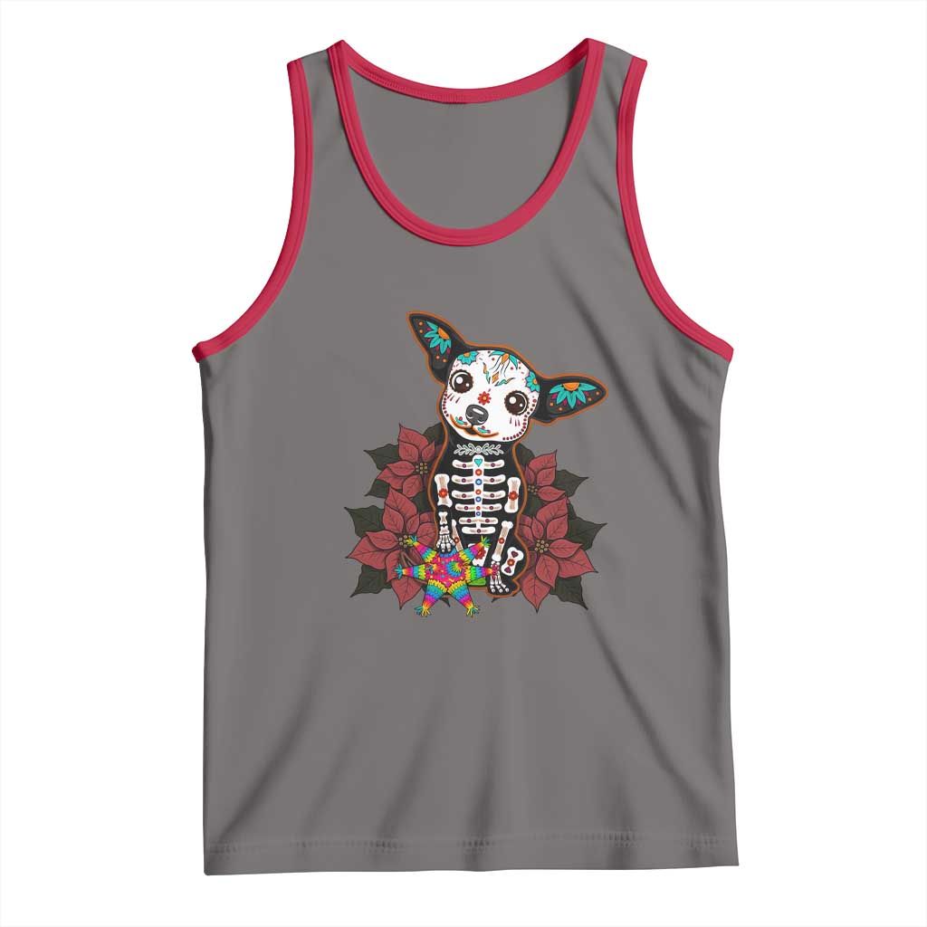 Calavera Chihuahua Tank Top Pinata Dia De Los Muertos Mexican TS14 Deep Heather Red Print Your Wear